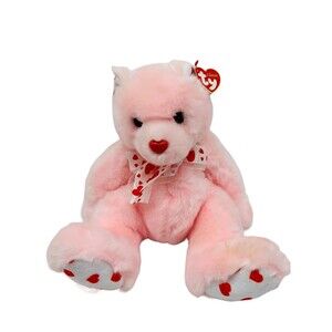 Ty Classic Plush BLUSHING the Bear  13" Pink Soft Stuffed Animal Valentine Bow